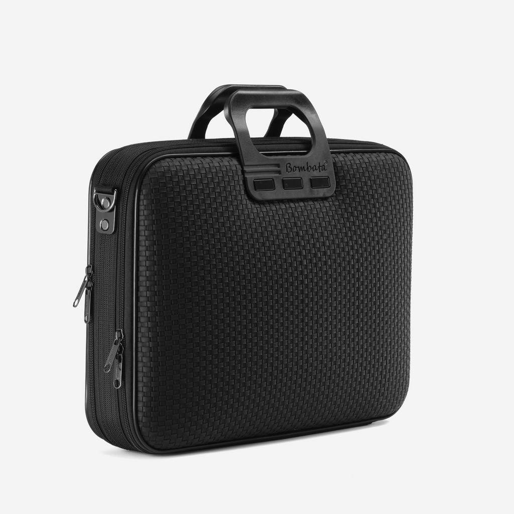 Bombata Business Trama All Black vista borsa per computer grande con scompartimenti