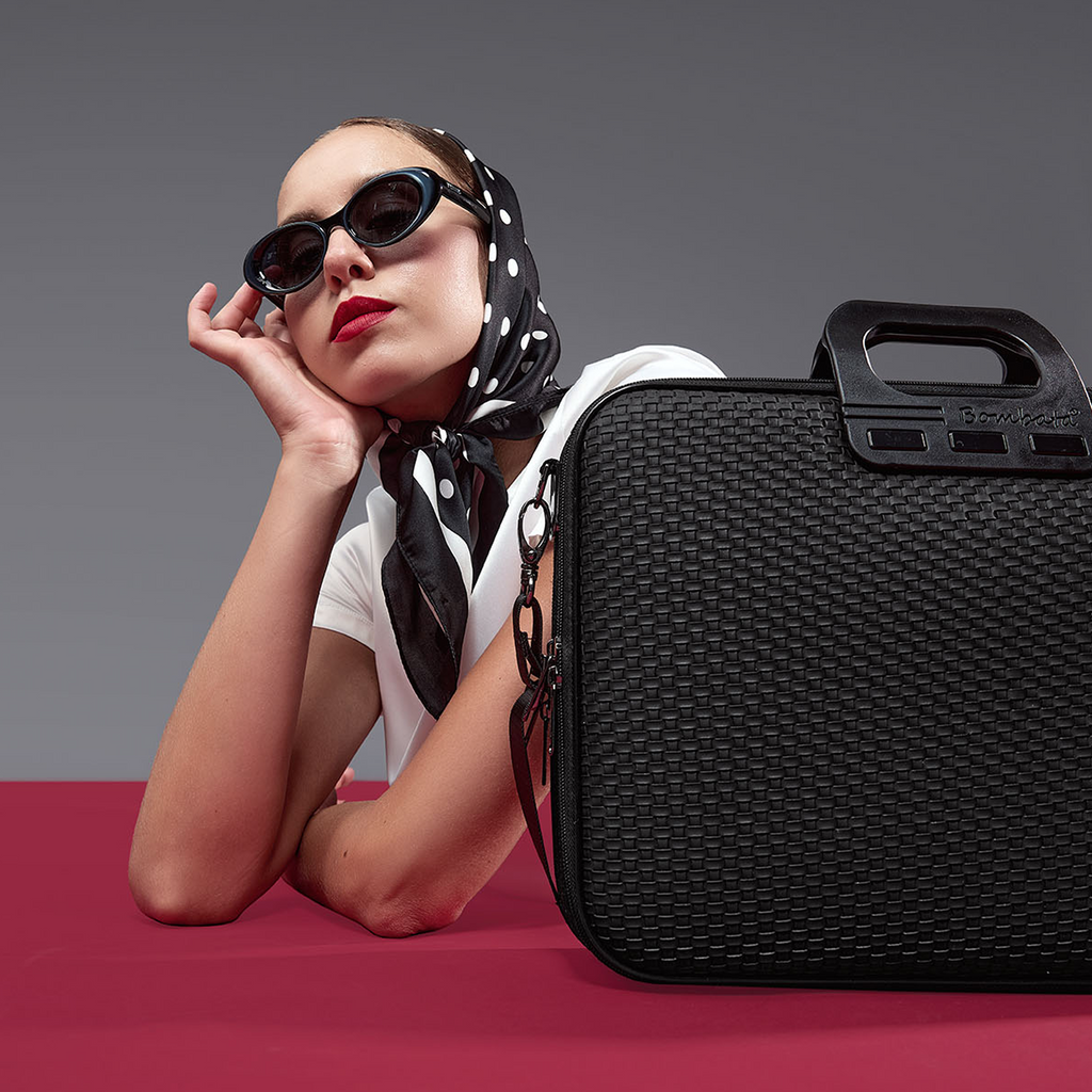 Bombata Business Trama All Black vista borsa business porta computer nera